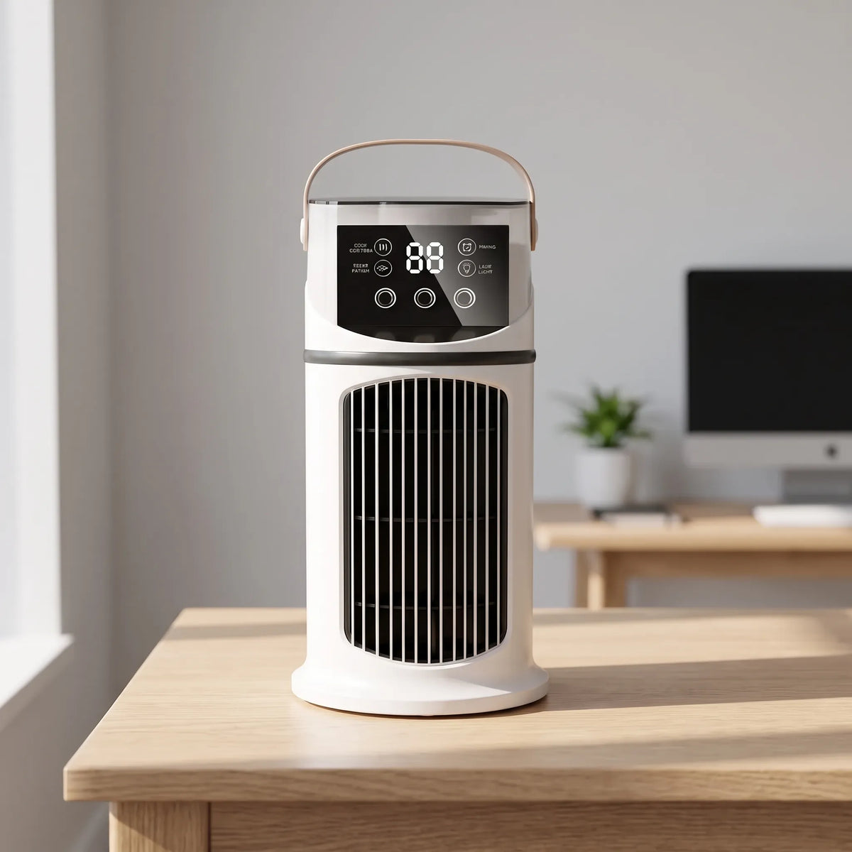 USB Desk Fan with Misting Feature – Portable Air Cooler with Timer and Touch Controls