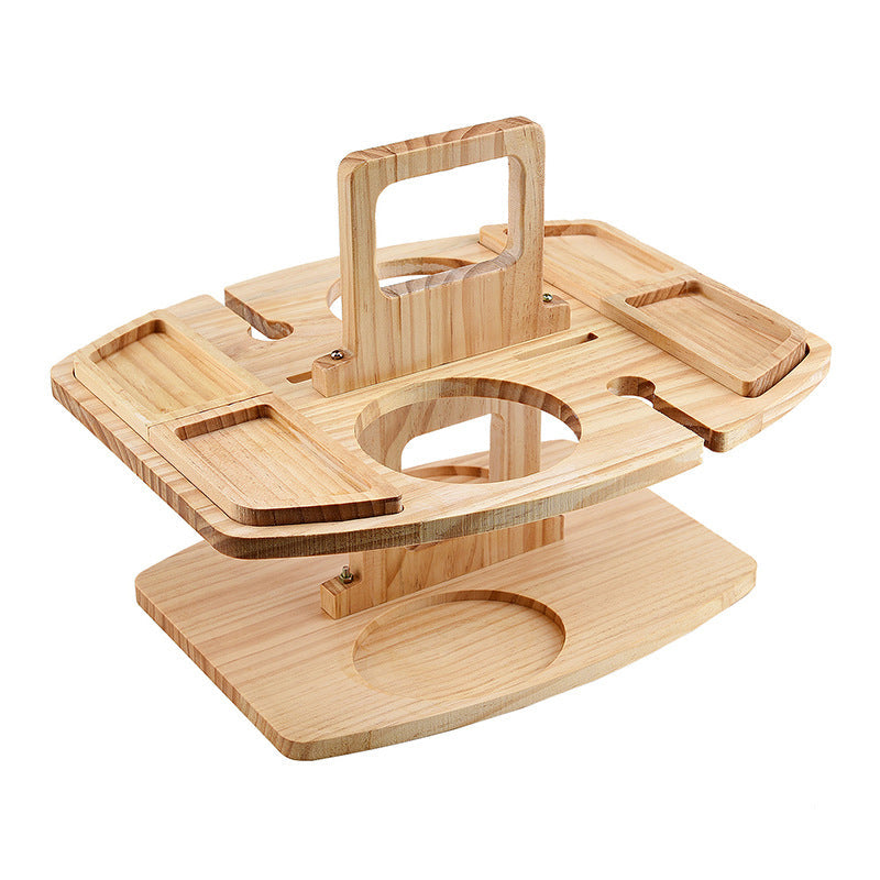 Compact Wooden Folding Picnic Table with Snack Holders