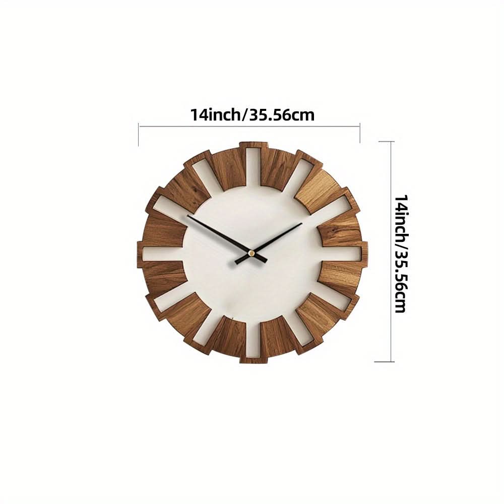 Classic Silent Movement Wooden Wall Clock in Rustic Design