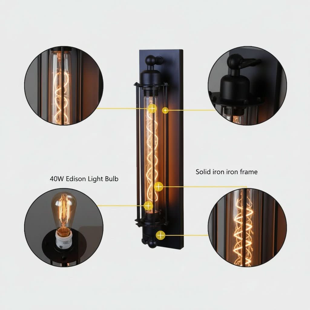 Vintage Wall Light with Warm LED Illumination and Classic Style
