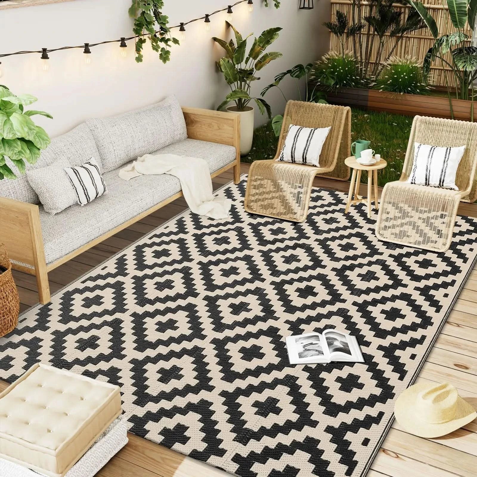 Waterproof Outdoor Area Rug – Reversible Design