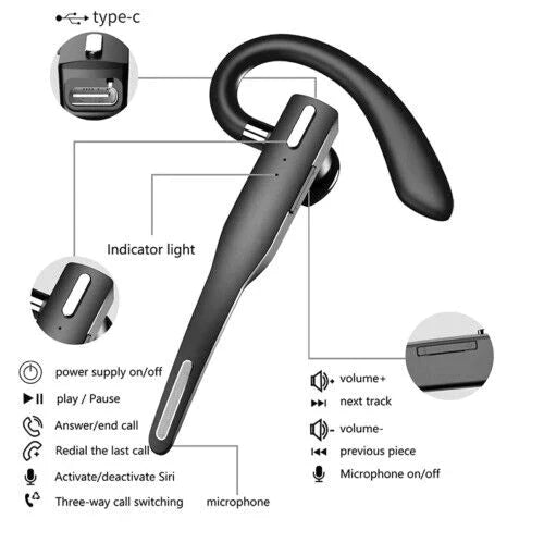 ClearWave Elite Wireless Bluetooth Headset with Dual Mic & Noise Cancelation