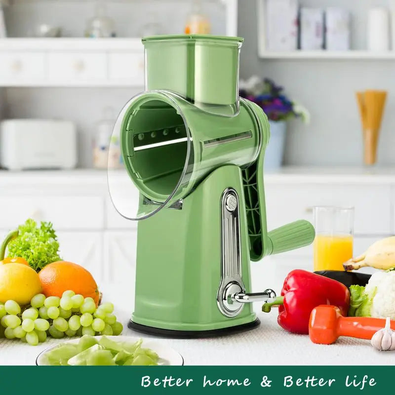 Stainless Steel Drum Grater with 5 Blades and Suction Base