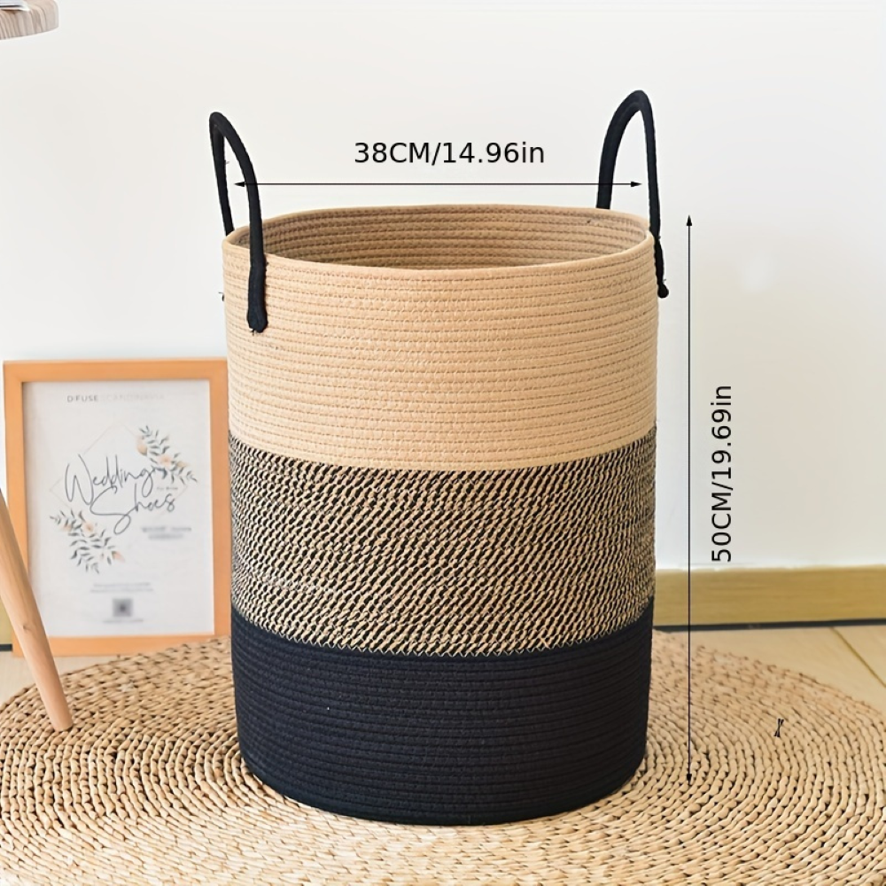 Tall Cotton Laundry Basket – Round Shape for Optimal Storage