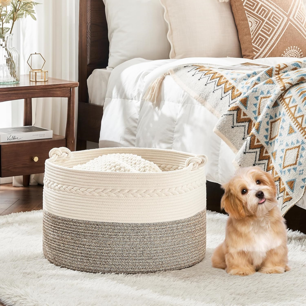 Extra Large Cotton Storage Basket – Round Organizer with Handles