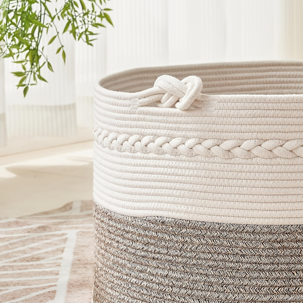 Extra Large Cotton Storage Basket – Round Organizer with Handles