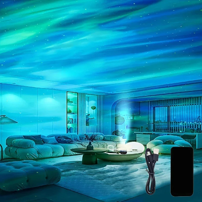 Aurora Glow Projector | Sync with Music & Remote Control | Mood Lighting | USB Rechargeable | 7.8Γ7.8Γ8.7 cm