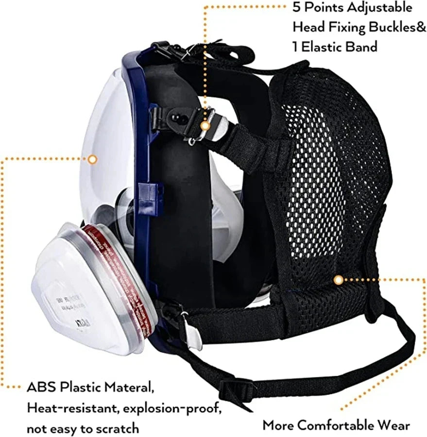 Complete Respiratory Mask with Clear Visor and Changeable Filter Cartridges