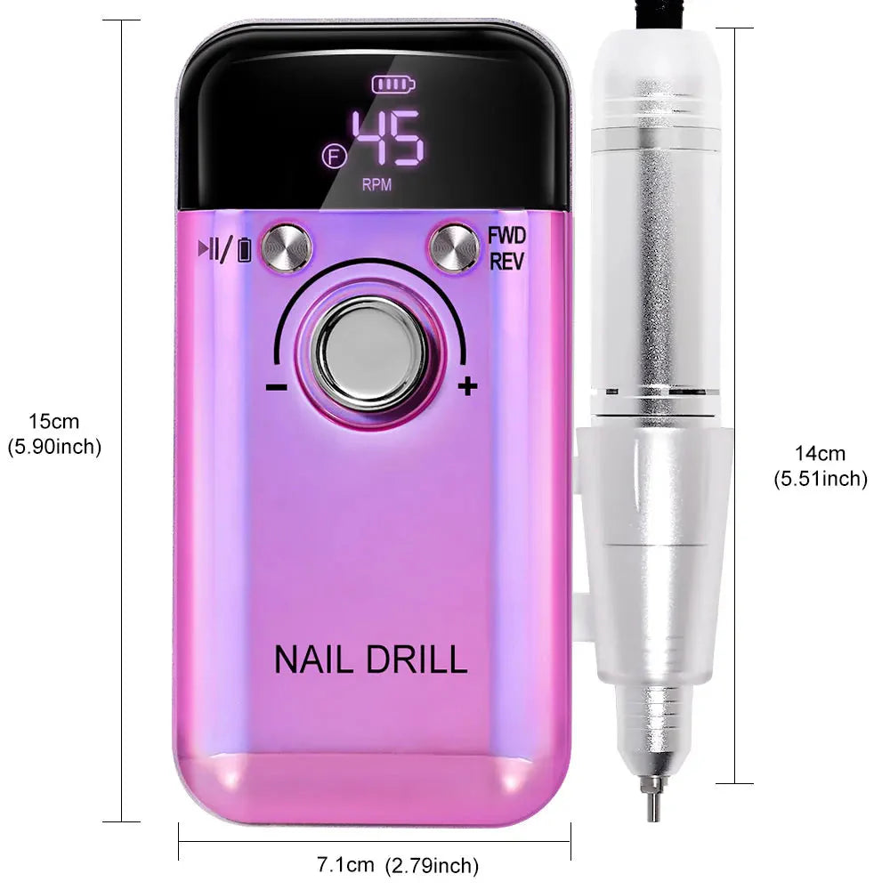 LCD Display Cordless Nail Drill – 45,000 RPM Speed