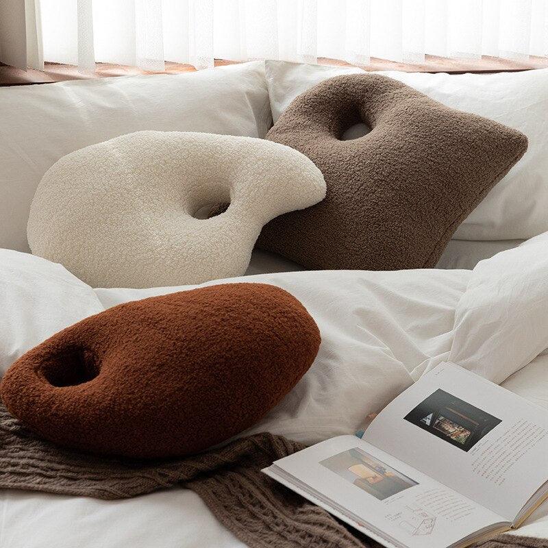 Fluffy Pebble Floor Cushions in Stone Shape | Plush Pillows for Home Decor