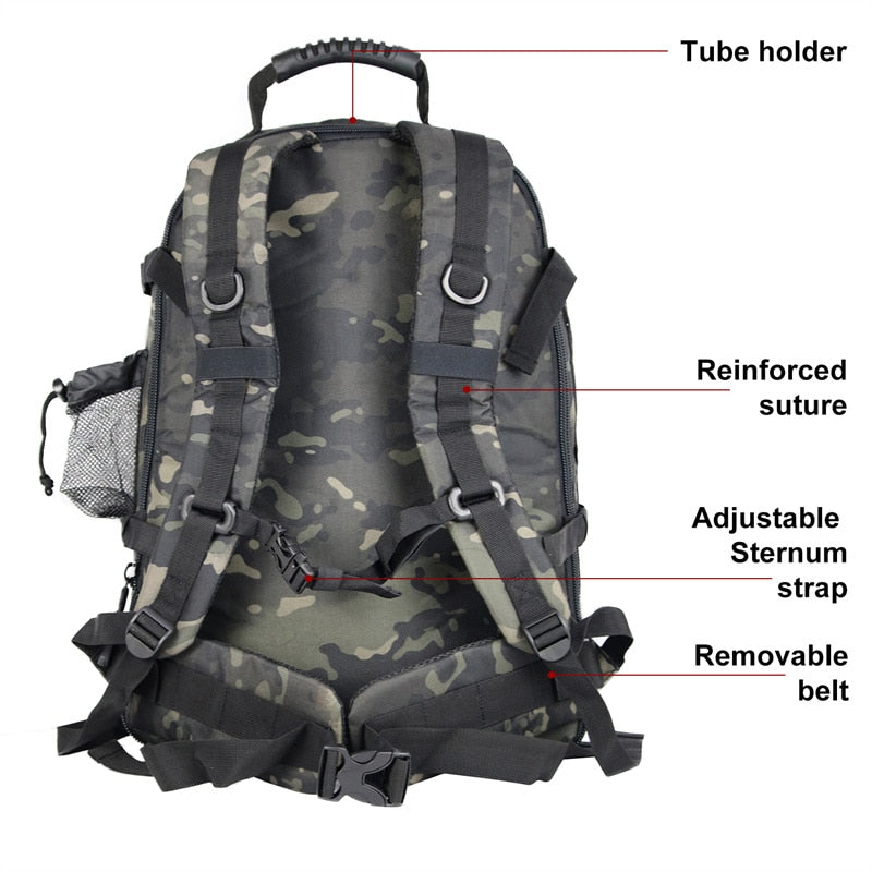 Expandable Waterproof Rucksack for Hiking, Camping, Travel - 60L Tactical Backpack