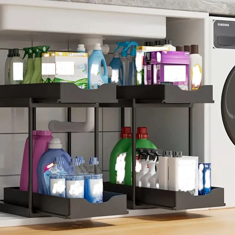 Space-Saving Organizer with Pull-Out Sliding Rack