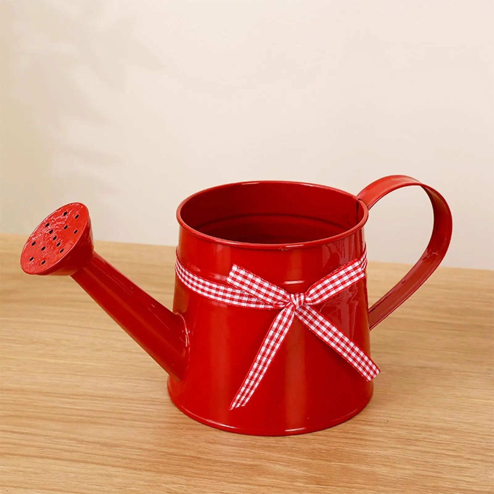 Ribbon Bow Adorned Decorative Metal Watering Can