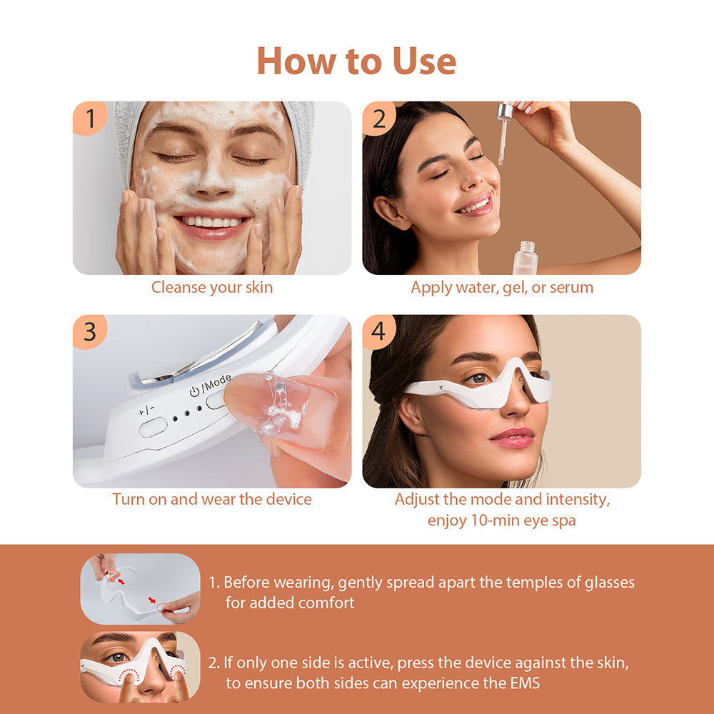 Eye Massager with Four Modes and Red Light for Wearable Relaxation