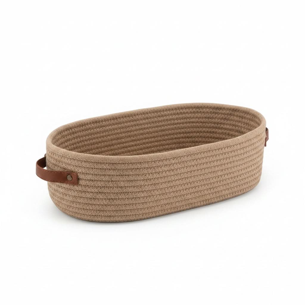 Oval Woven Basket for Bathroom Storage and Organization