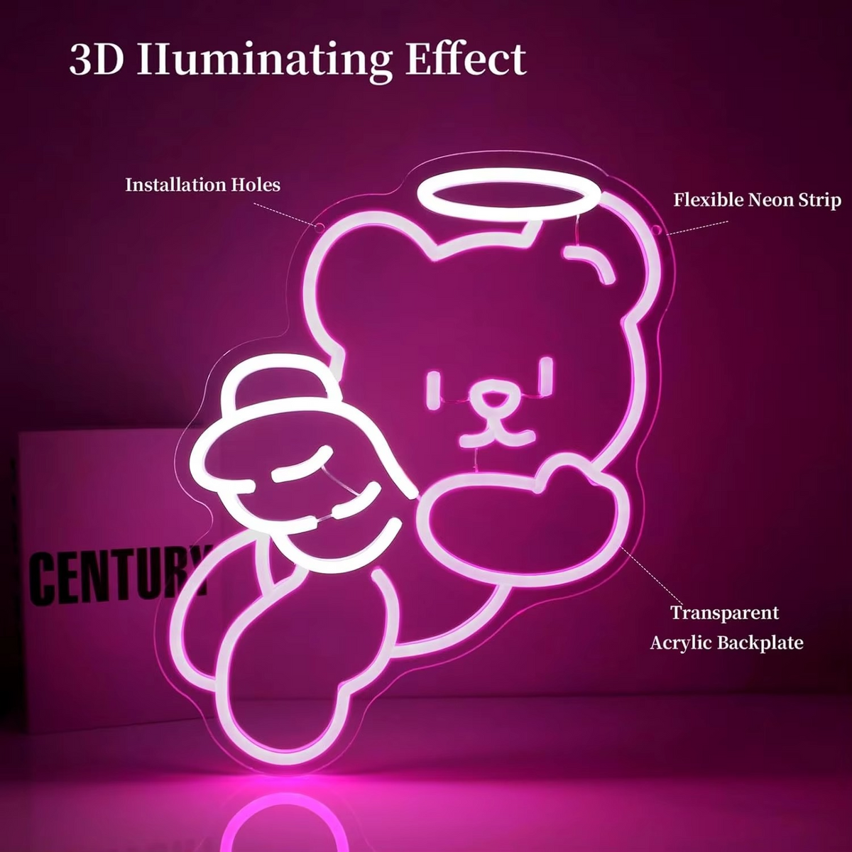 Adjustable Dimmer Bear Neon Light – Warm USB-Powered Ambient Glow