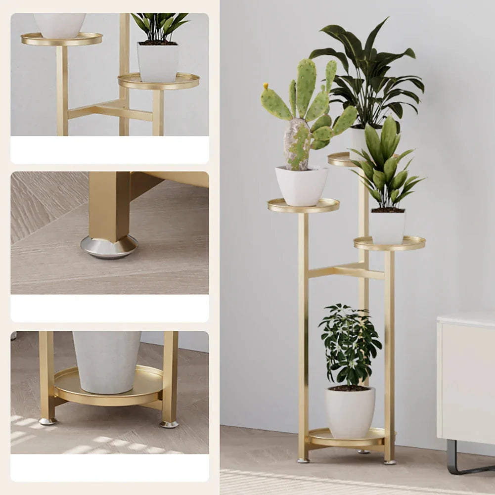 Multi-Tiered Metal Plant Stand – Round Shelves in 3 Height Options