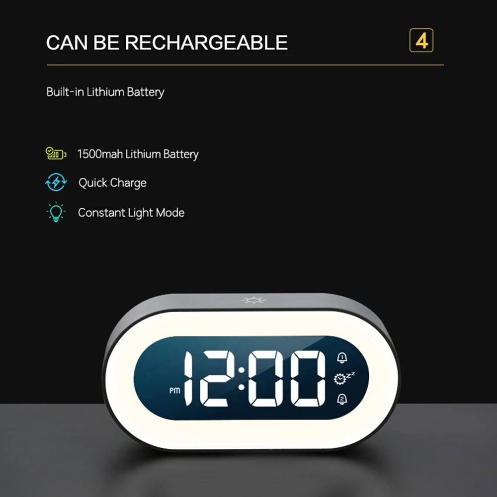 LED Digital Alarm Clock with Night Light and Soft Wake-Up Sounds