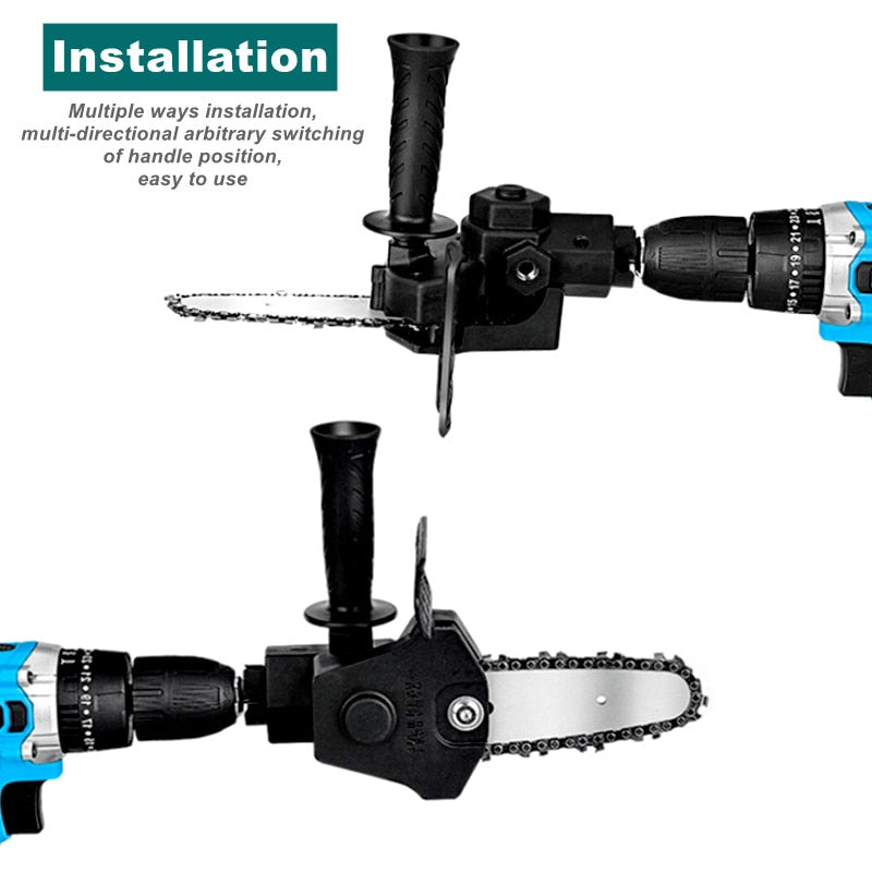 Compact Drill Attachment Chainsaw – Garden and Wood Cutting Tool