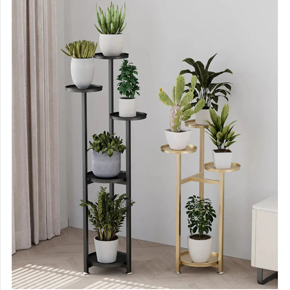 Multi-Tiered Metal Plant Stand – Round Shelves in 3 Height Options