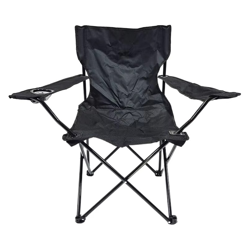 Portable Outdoor Folding Chair with Armrests and Cup Holder for Events, Camping, Fishing