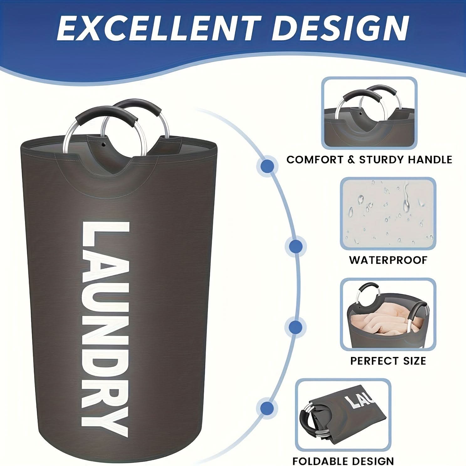 Waterproof Laundry Basket with Comfortable Carrying Design