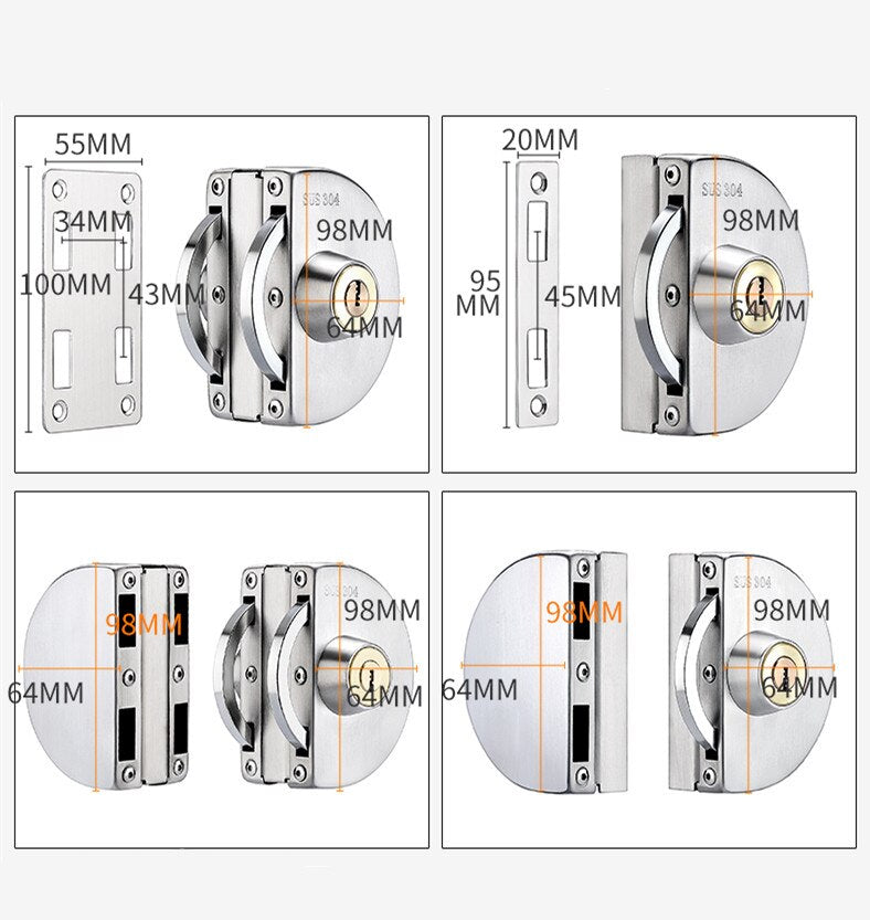 Stainless Steel Sliding Door Lock – No-Drill Safety Latch for Home & Patio