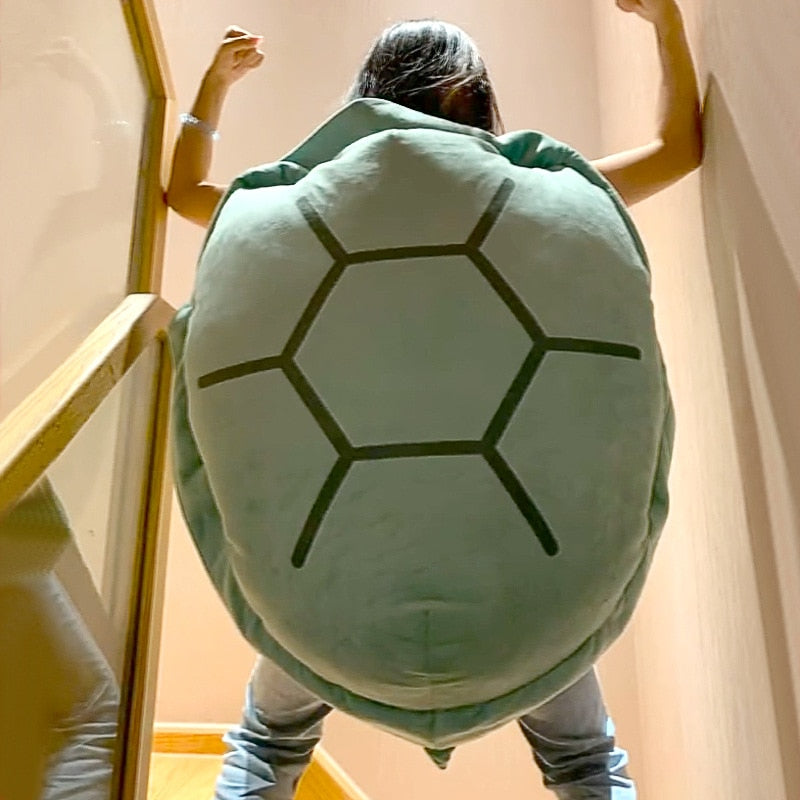 Curved Support Plush Pillow with Cotton Cover in Turtle Shell Design