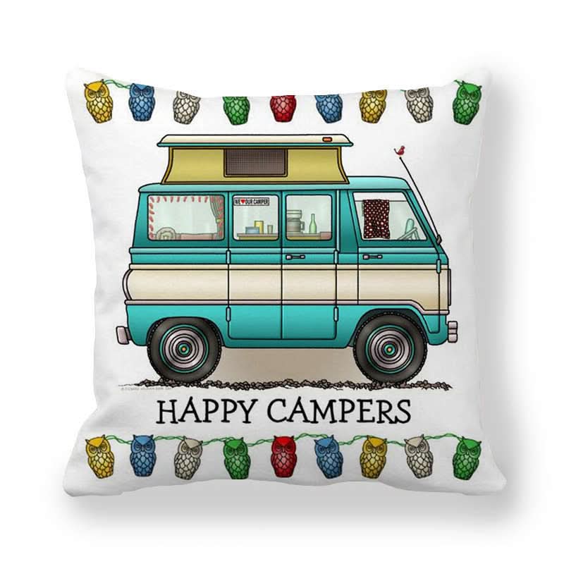 Owl Print Camping Cushion Cover for Comfortable Outdoor Decor