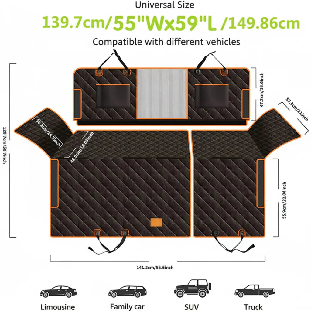 Non-Slip Coated Waterproof Blanket for Dogs in Car Seat