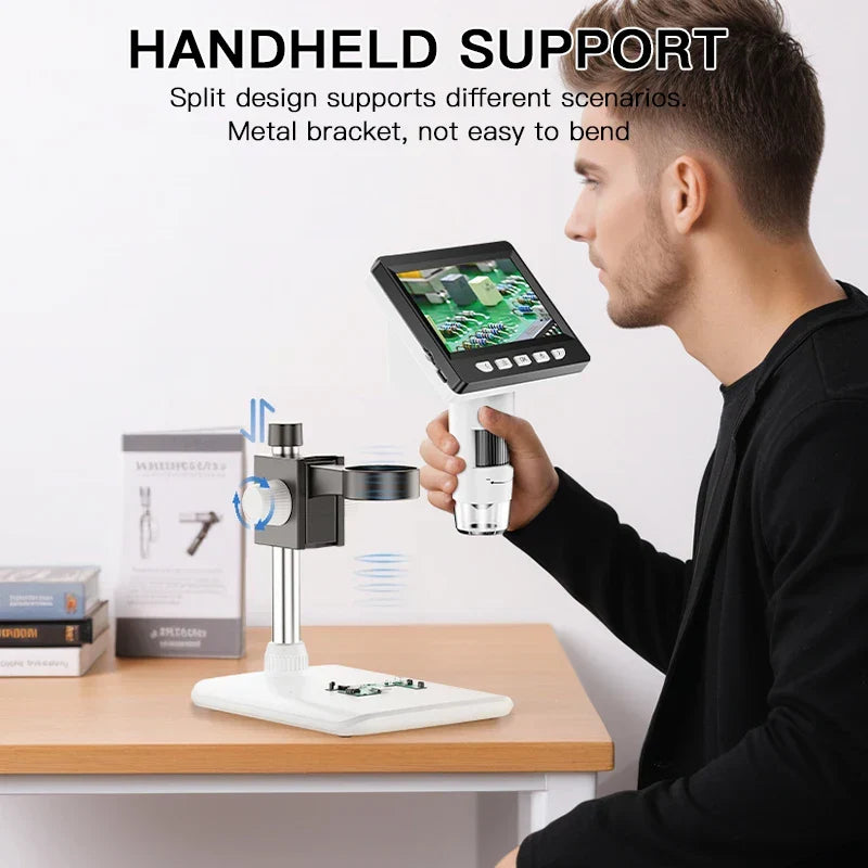 1000X Zoom Digital Microscope with 4.3-Inch IPS Display for Coins and Soldering