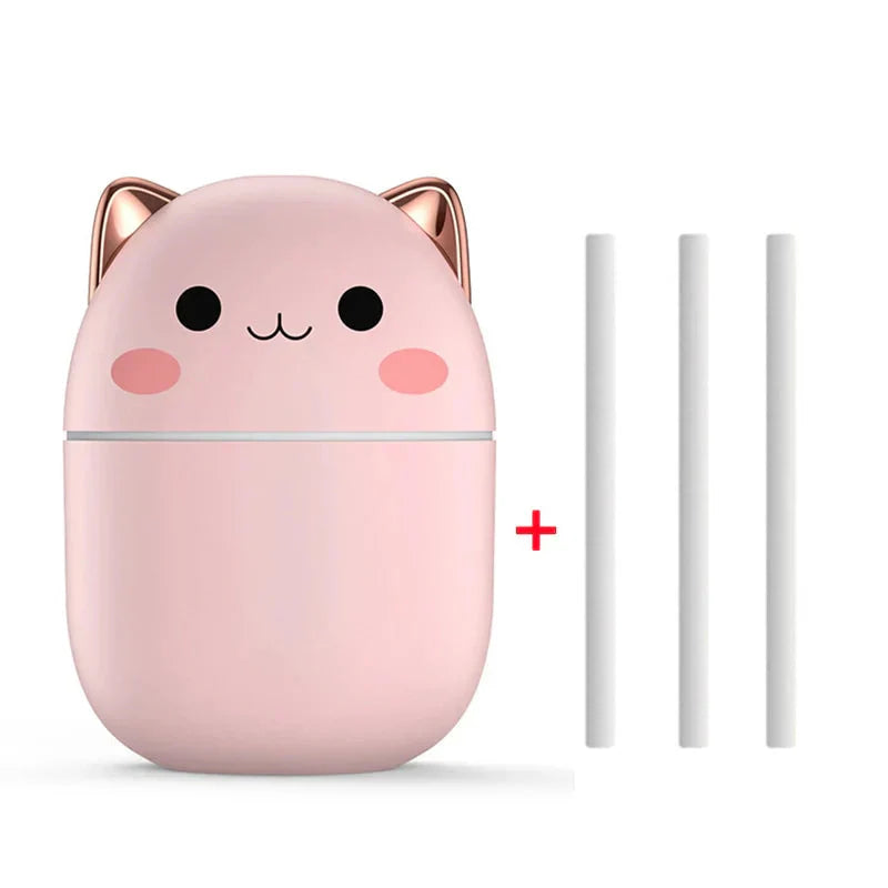 USB Cat Ear Humidifier with Color LED Night Light – Available in 3 Colors