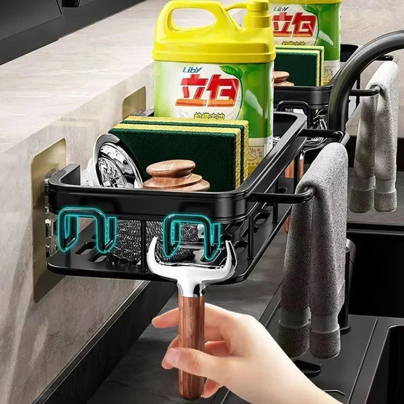Self-Draining Aluminum Sink Organizer – No Drilling Required