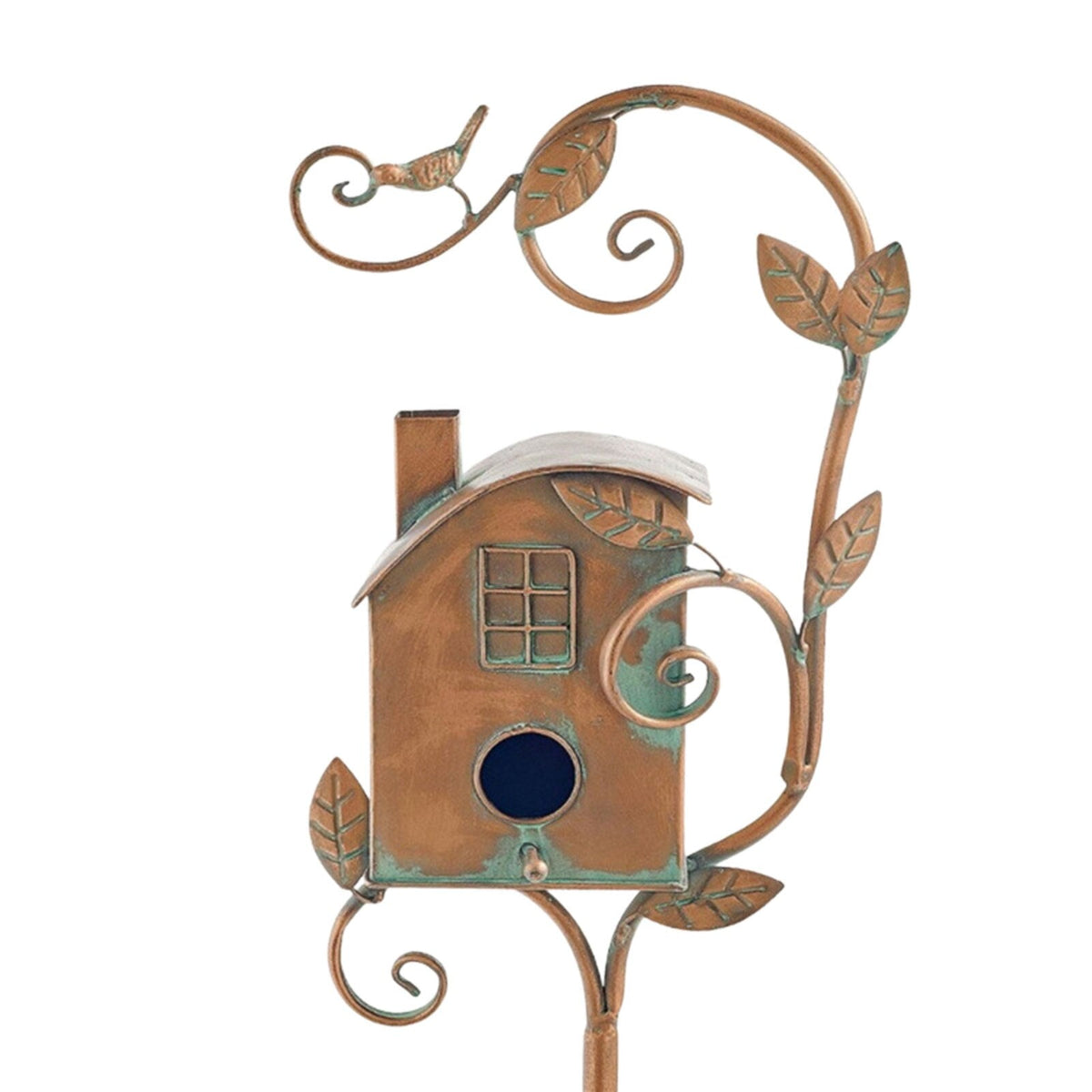 Handcrafted Garden Stake Birdhouse – Decorative Metal Feeder Sculpture for Outdoor Spaces