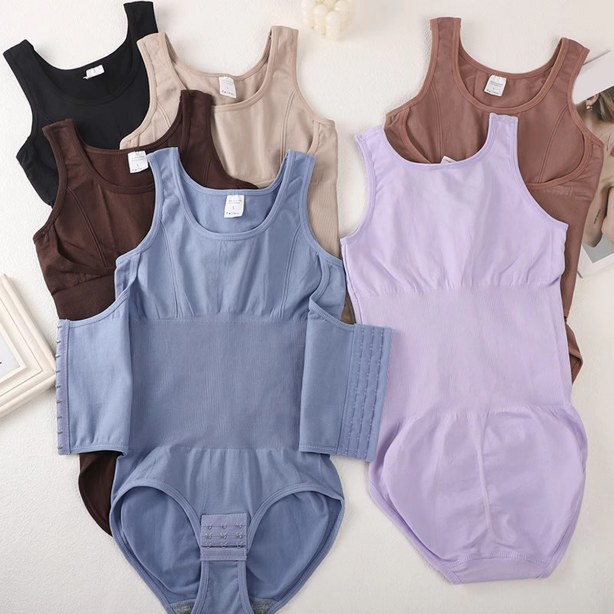 Women’s Smooth Fit Bodysuit and Bra Set with Adjustable Straps