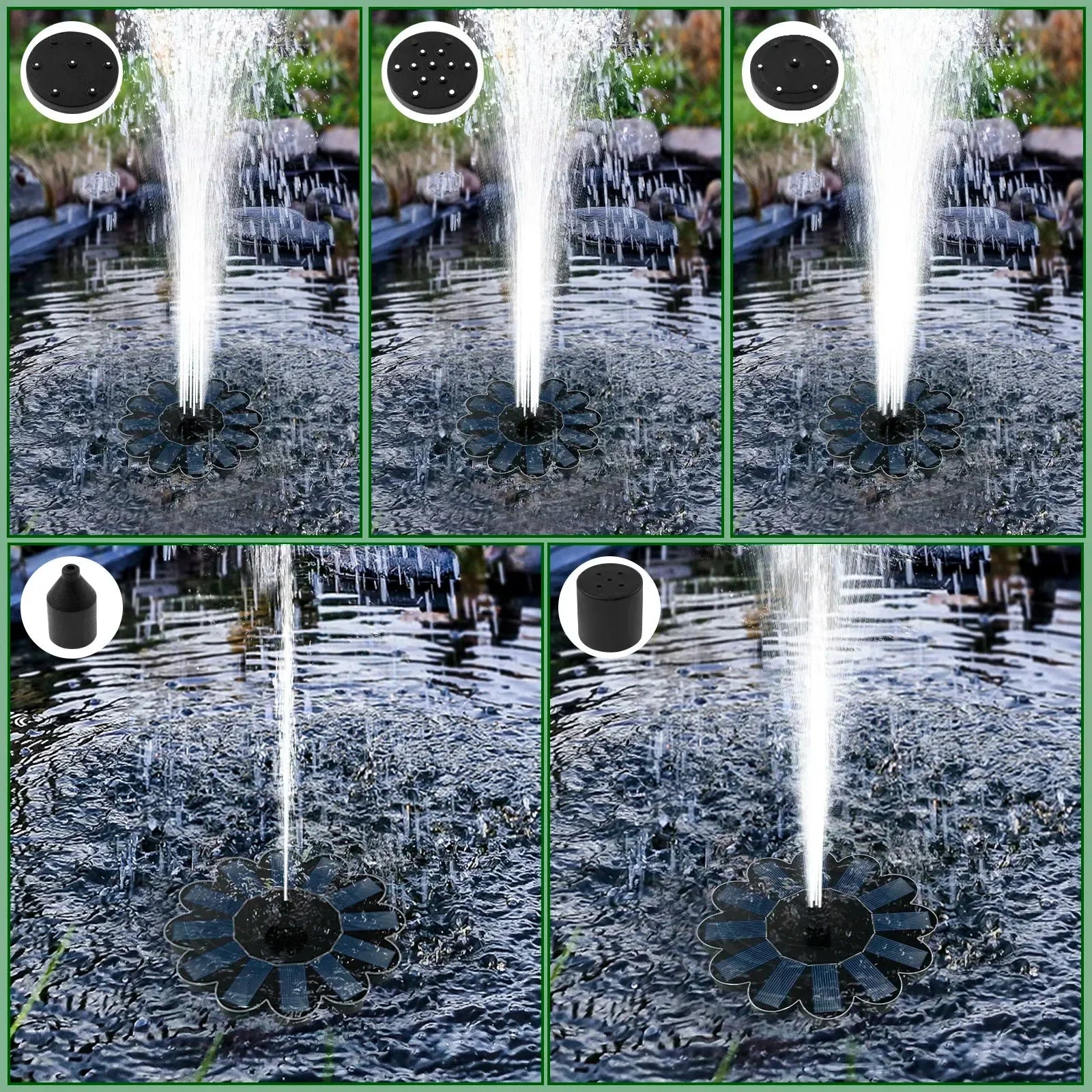 Floating Solar Water Fountain – Wireless with 5 Nozzles, 95 cm Tall