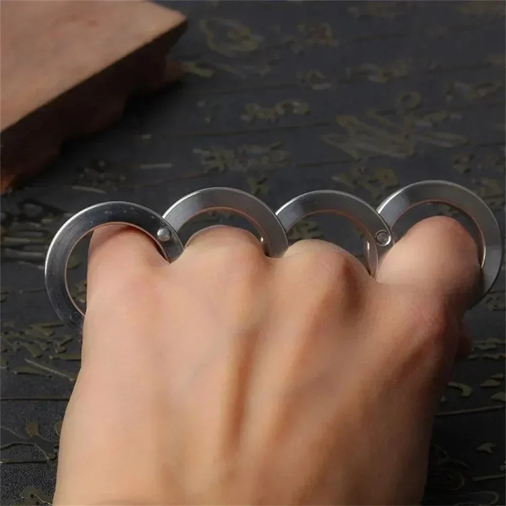 Self-Defense Ring in Stainless Steel | Foldable and Rotatable for Emergencies