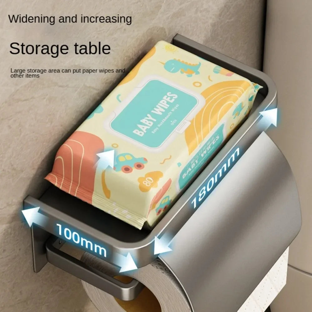 Wall-Mounted Toilet Paper Holder with Storage Shelf – Keeps Paper Dry