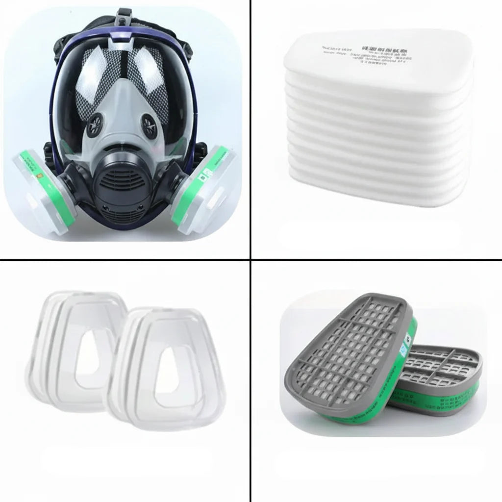 Complete Respiratory Mask with Clear Visor and Changeable Filter Cartridges