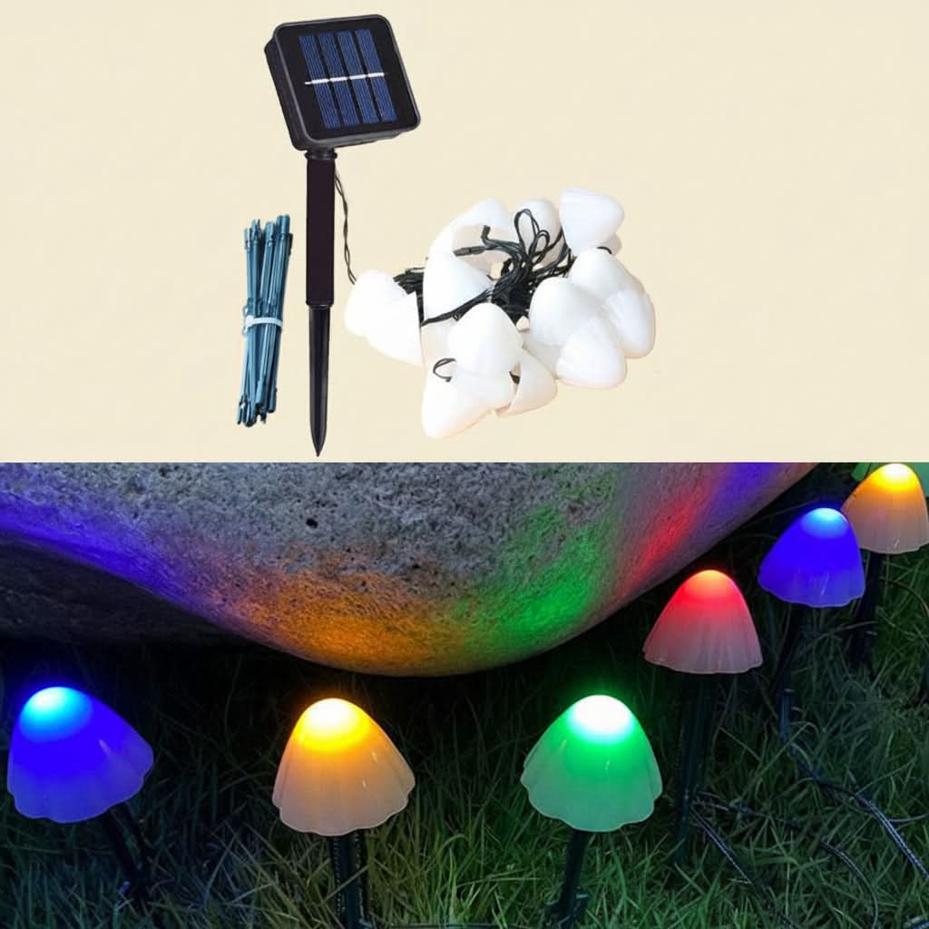 Solar Fairy Lights – Mushroom Design for Garden Decoration
