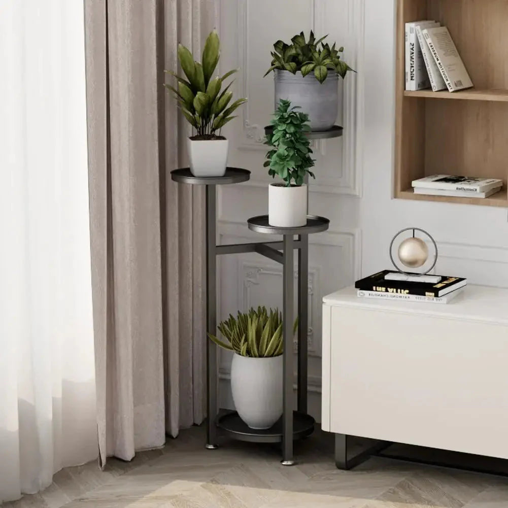 Multi-Tiered Metal Plant Stand – Round Shelves in 3 Height Options