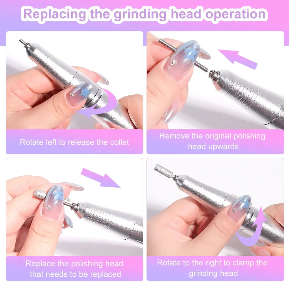 LCD Display Cordless Nail Drill – 45,000 RPM Speed