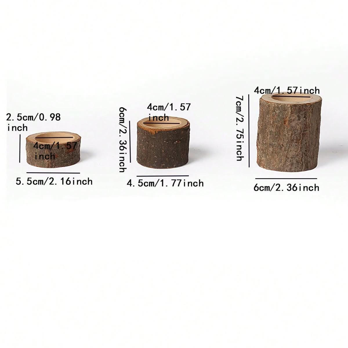 Three-Piece Wooden Tea Light Decoration Set