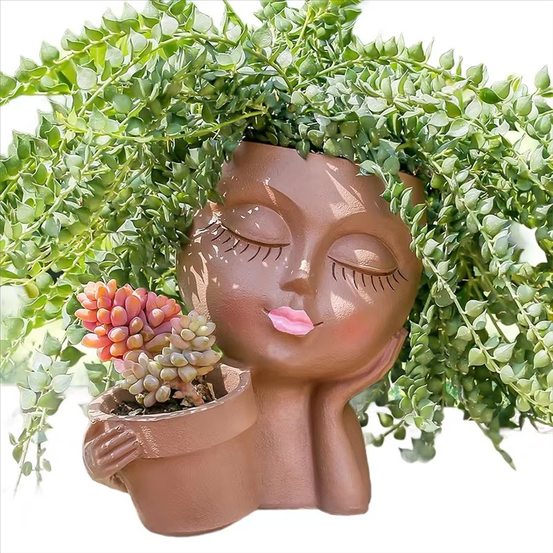 Indoor-Outdoor Planter with Drainage – Dual Face Sculptural Design
