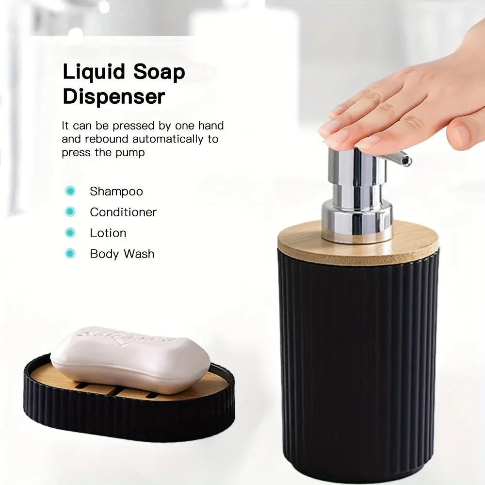 6-Piece Bathroom Collection with Bamboo Details