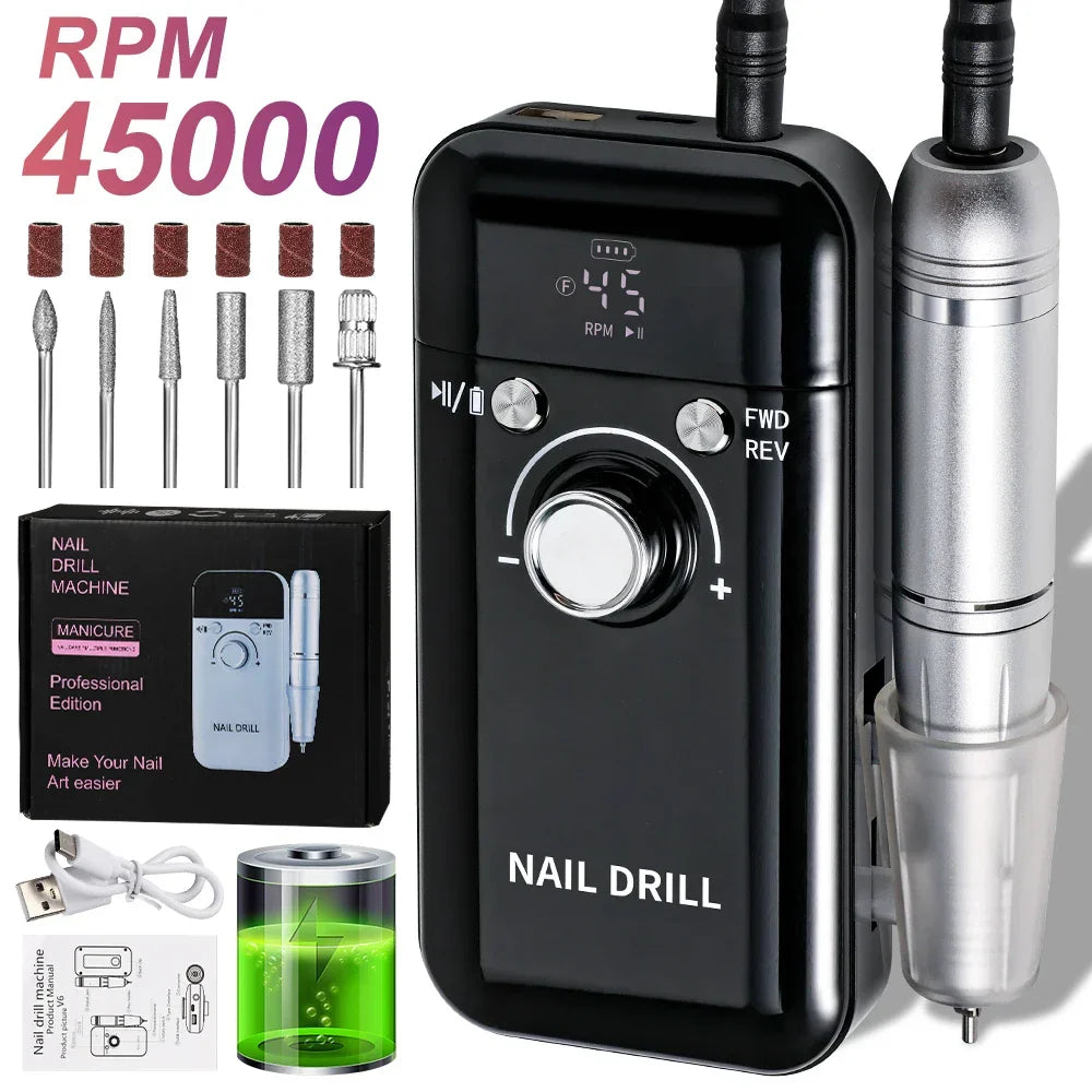 Rechargeable Electric Nail File 45000 RPM for Acrylic and Gel