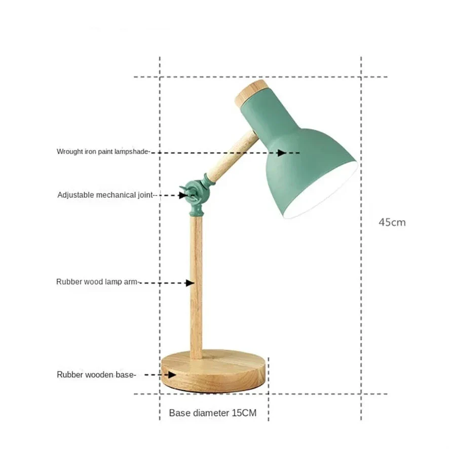 Adjustable Wooden Desk Lamp for Soft Eye Comfort