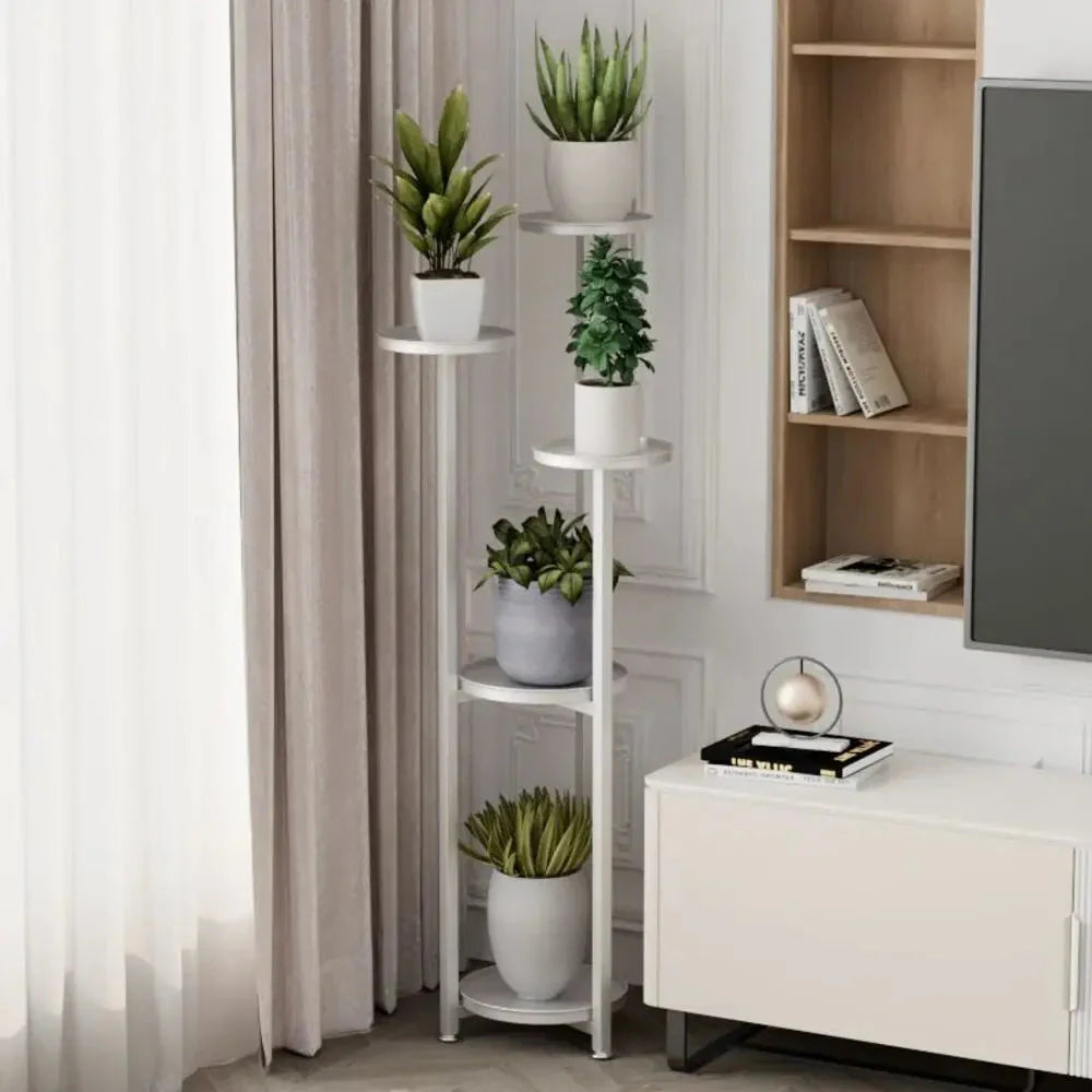 Multi-Tiered Metal Plant Stand – Round Shelves in 3 Height Options