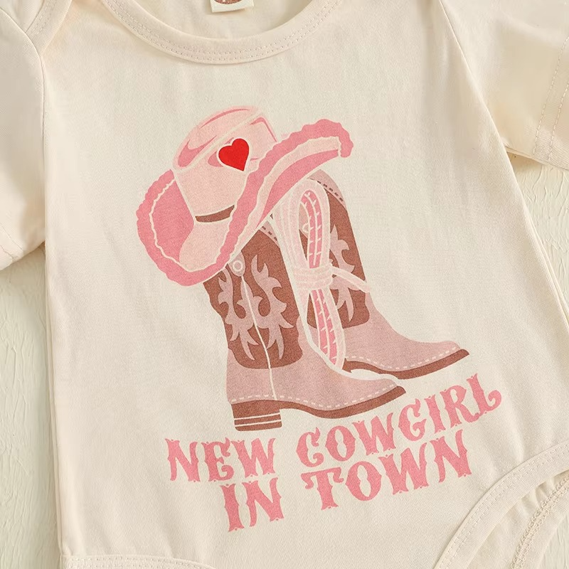 Floral Print Pants and Bow Headband Set for Baby Western Outfit