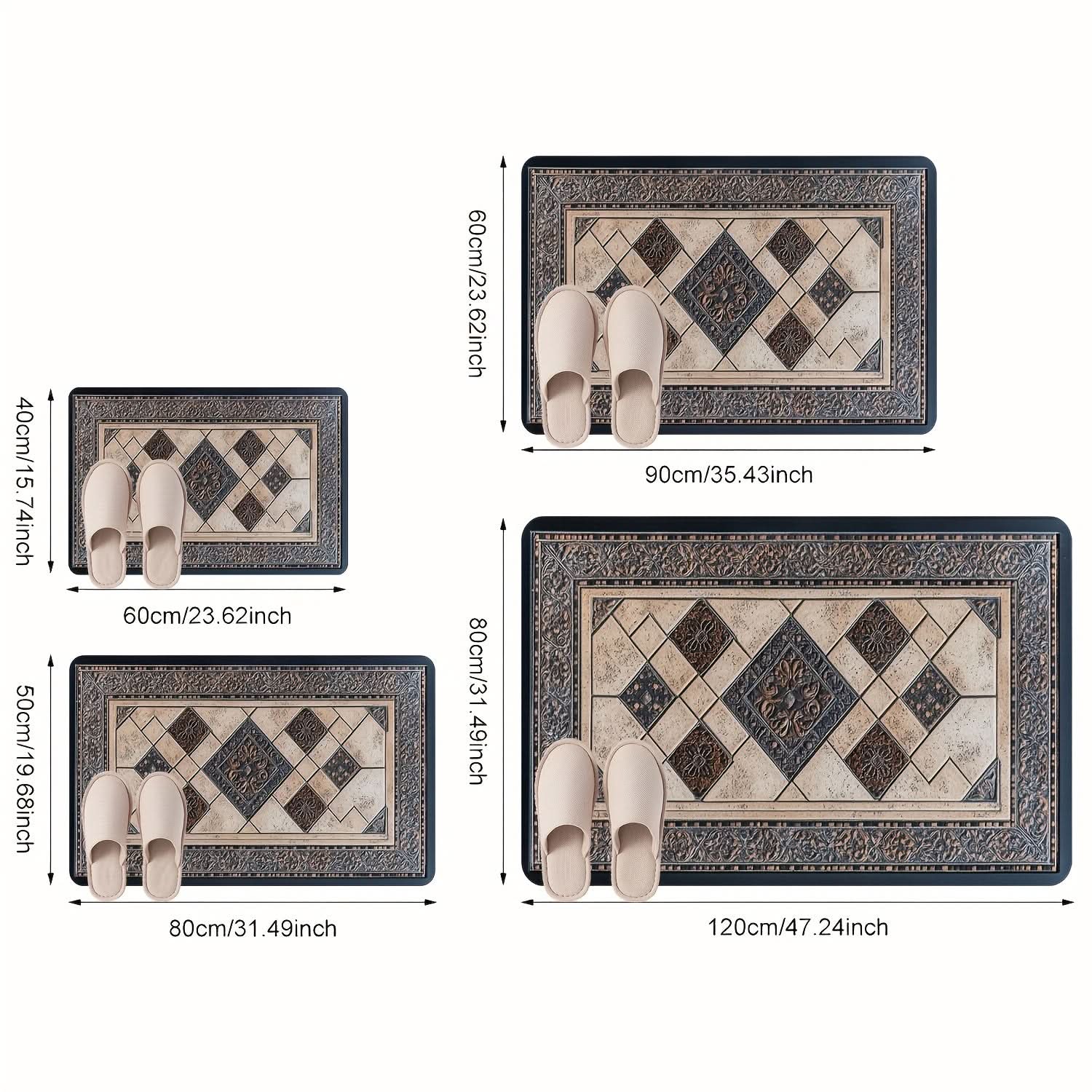 Geometric Border Entrance Mat - Washable for High-Traffic Spaces